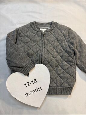 Zara Quilted LIKE NEW Knit Zip Cardigan - Gray